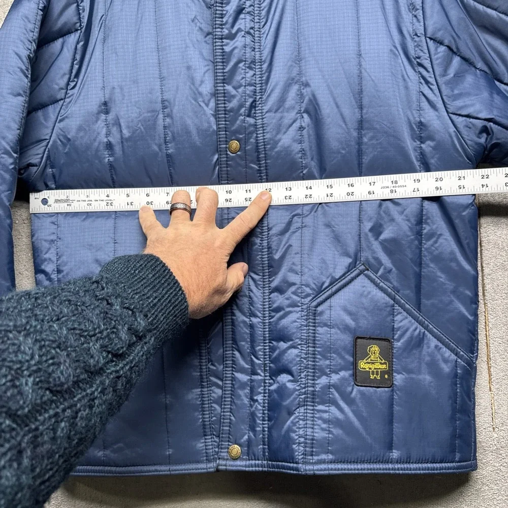 RefrigiWear Blue‎ Quilted Insulated Workwear Bomber Jacket Men's Medium Nylon